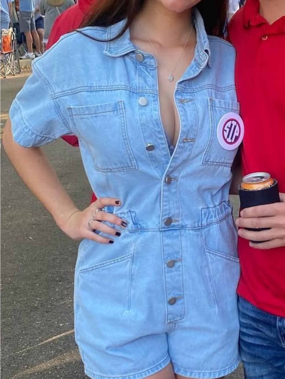 Light Wash Denim Short Romper